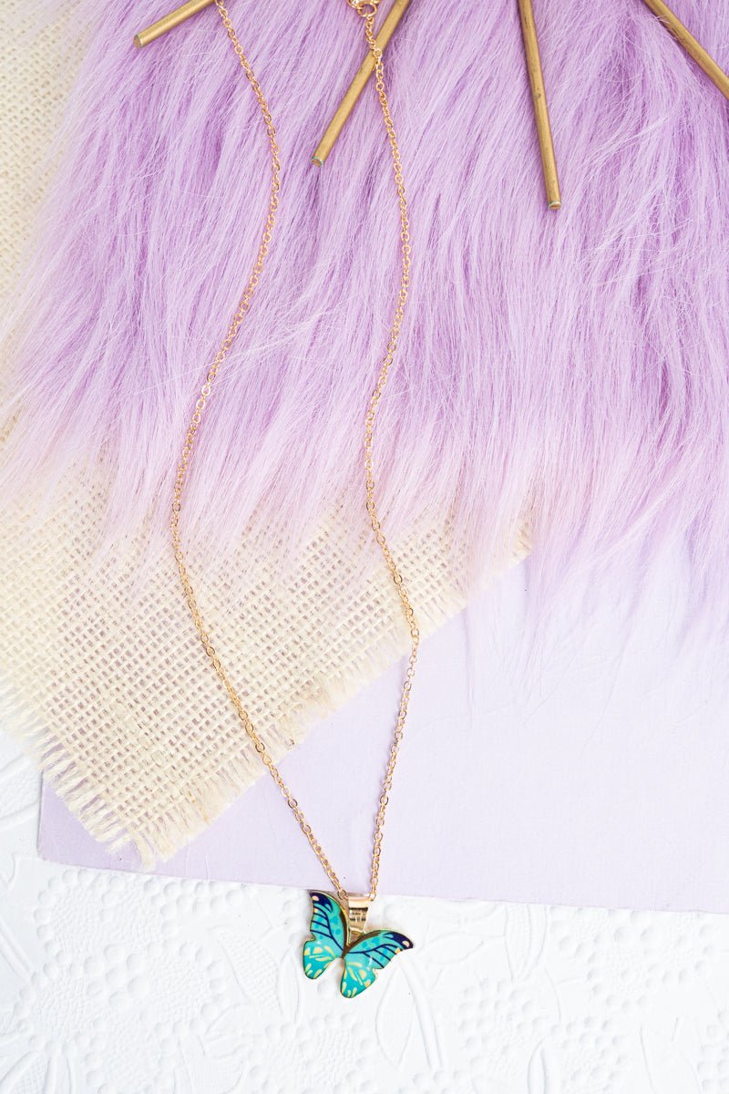 Gorgeous Goldtone Crystal Mint Butterfly Beauty Necklace