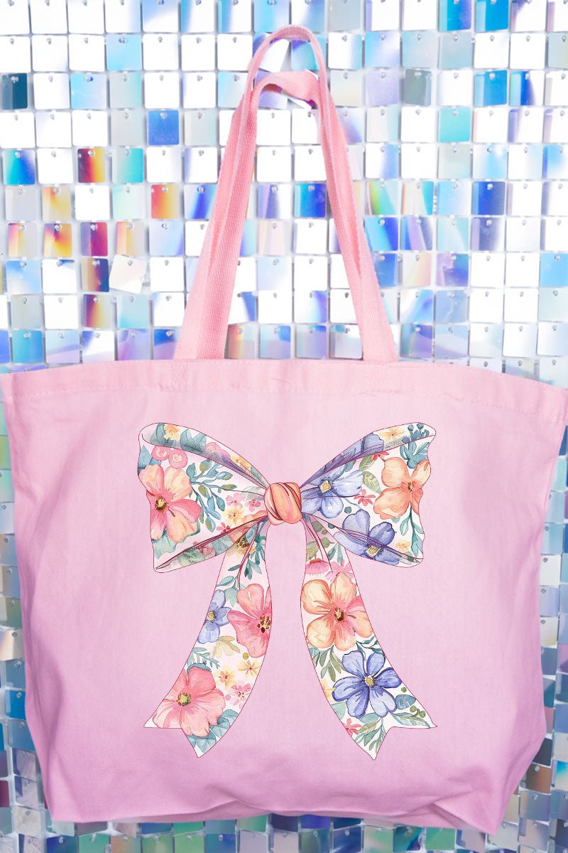 Adorable Floral Bow Design Canvas Extra - Large Tote Bag for Everyday Use