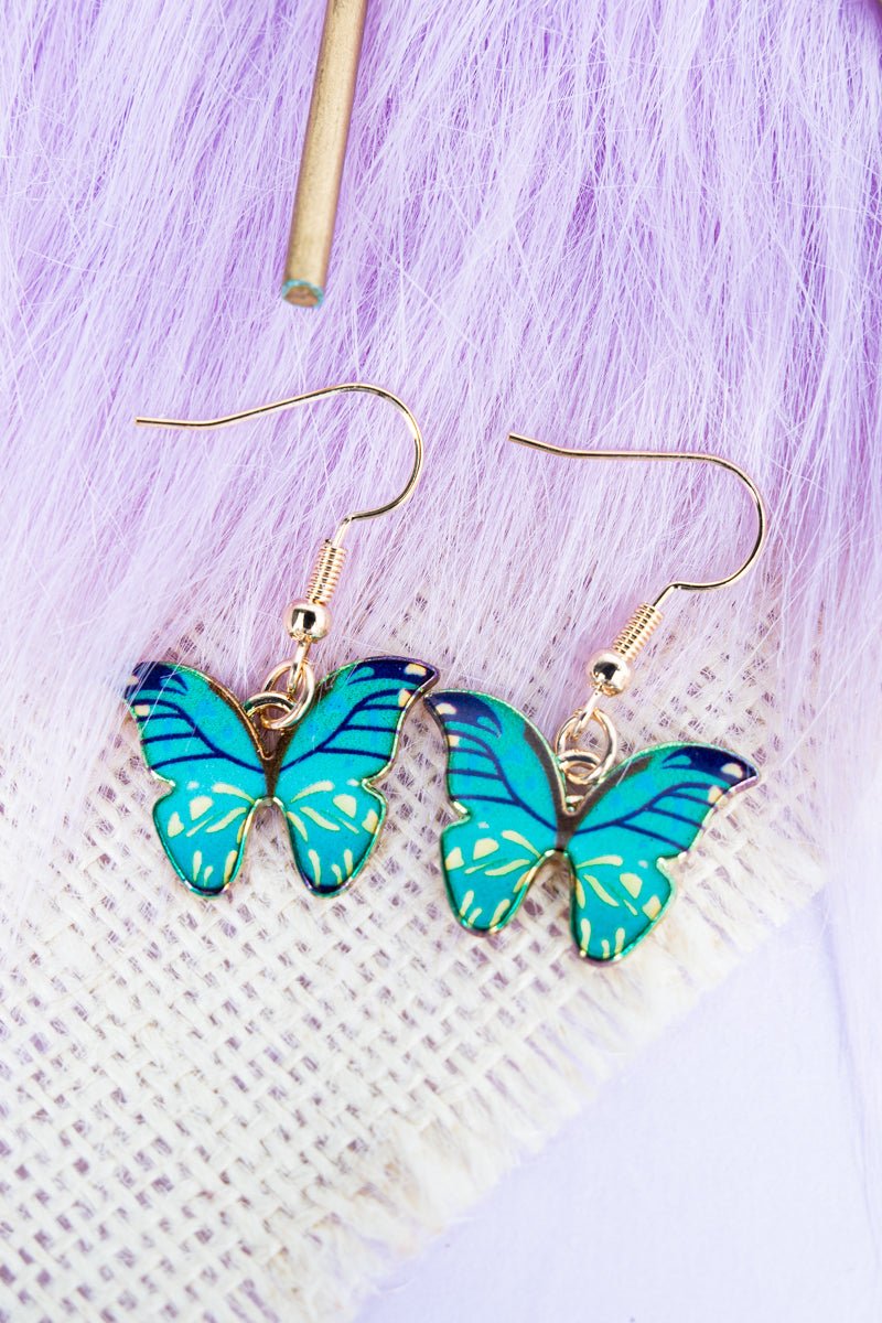 Gorgeous Crystal Avenue Mint Butterfly-Styled Goldtone Enamel Beauty Earrings for Jewelry Collection