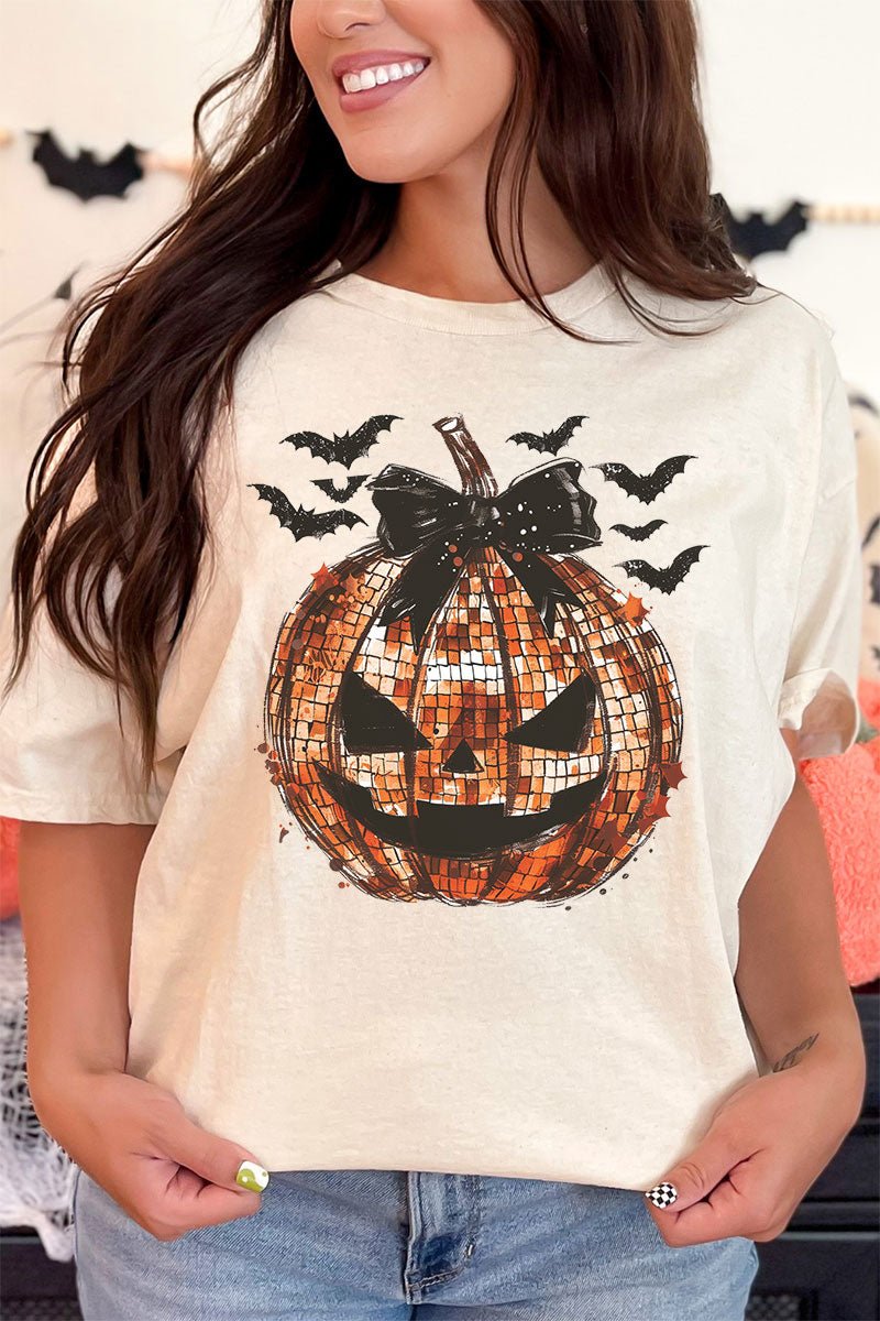Fun Disco Themed Jack - O - Lantern Short Sleeve Unisex Relaxed Fit T - Shirt