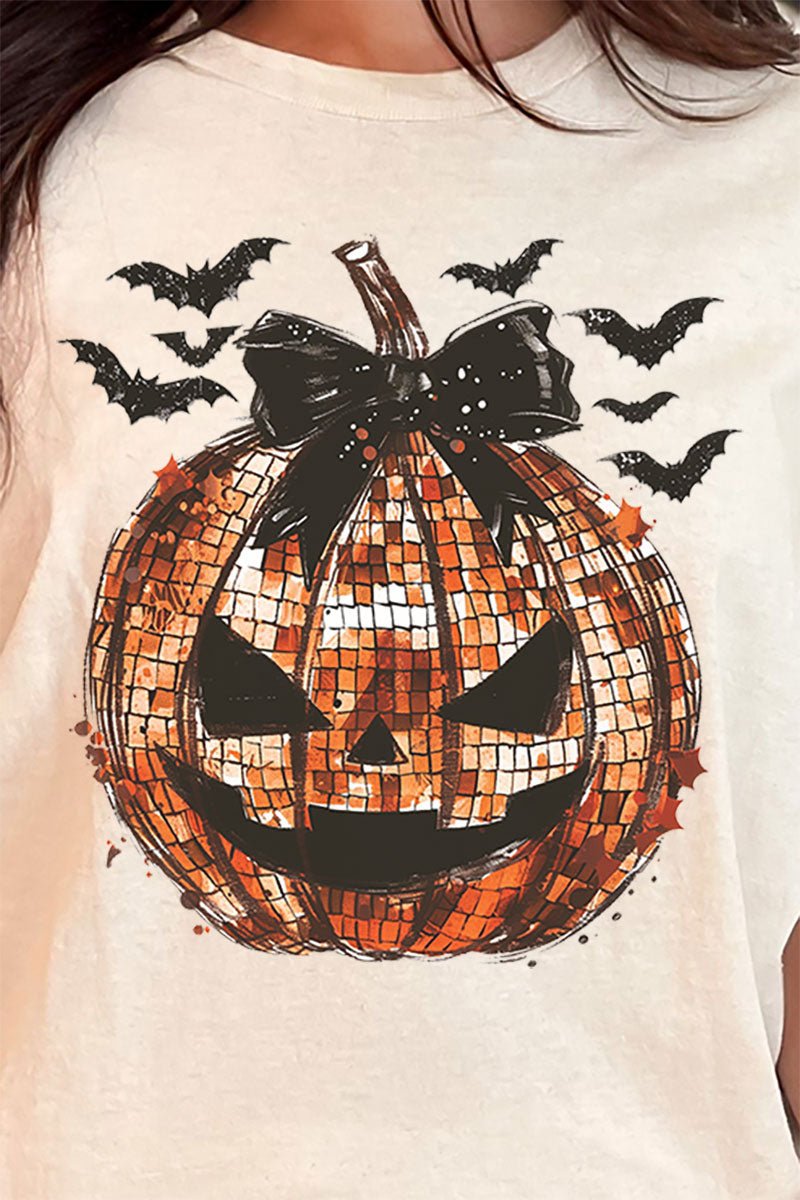 Fun Disco Themed Jack - O - Lantern Short Sleeve Unisex Relaxed Fit T - Shirt