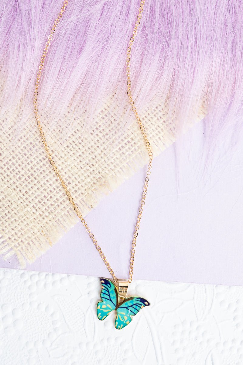 Gorgeous Goldtone Crystal Mint Butterfly Beauty Necklace