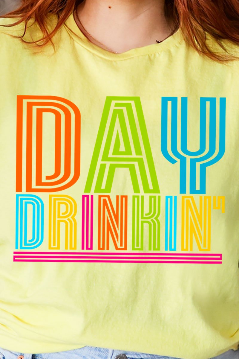 Casual Unisex Short Sleeve Relaxed Fit Day Drinking Graphic T - Shirt