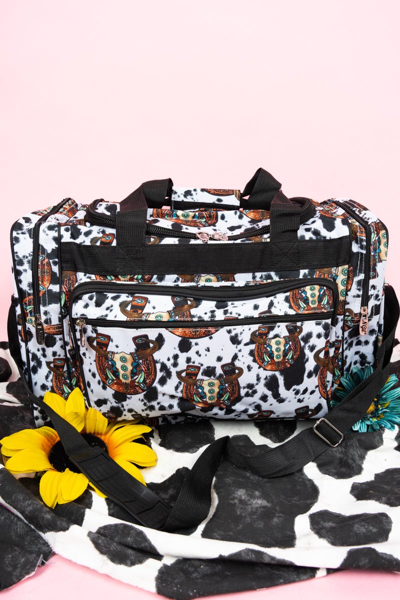 NGIL Cow-themed Duffle Bag for Short Trips, Corpus Christi Style, 20 - inch