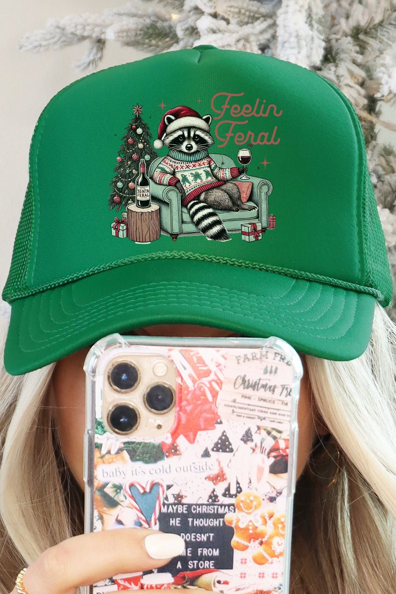 Feelin' Feral Otto Kelly Christmas-themed Foam Front Mesh Trucker Hat for Adults