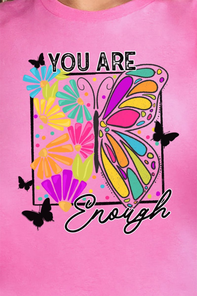 Butterfly 'You Are Enough' Unisex Short Sleeve Relaxed Fit Cotton T-Shirt