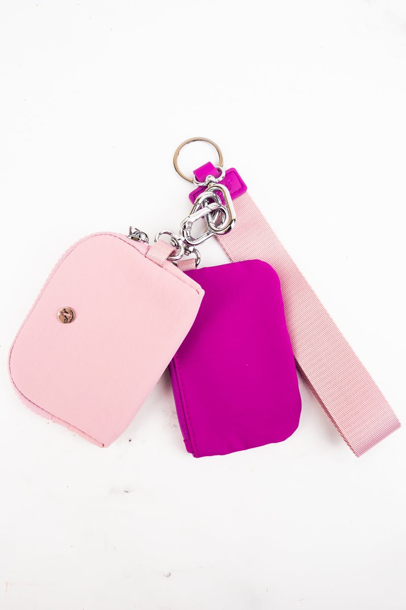 Stylish NGIL Dual Pouch Wristlet in Hot Pink and Pink Tones