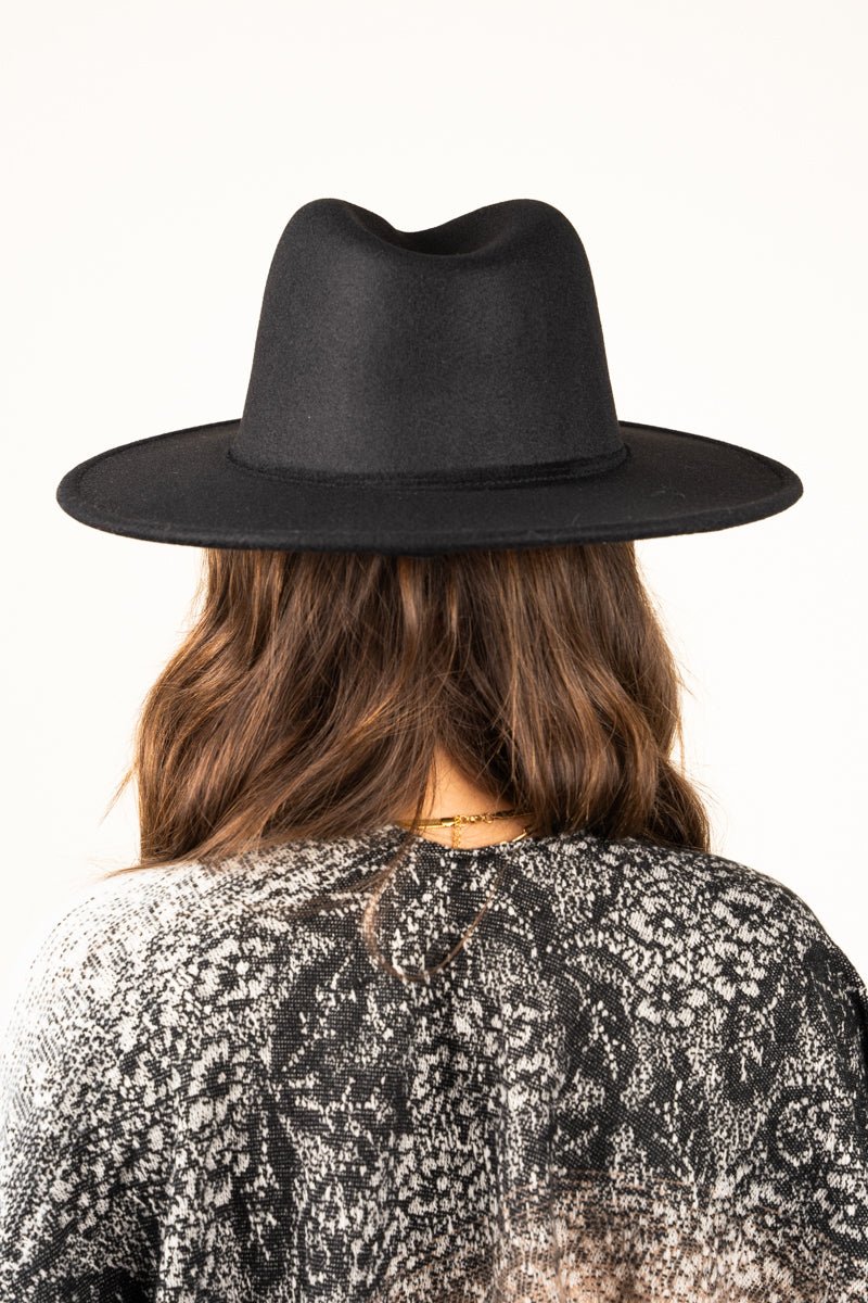 Chic Black Polyester Felt Hat from Down From Dover