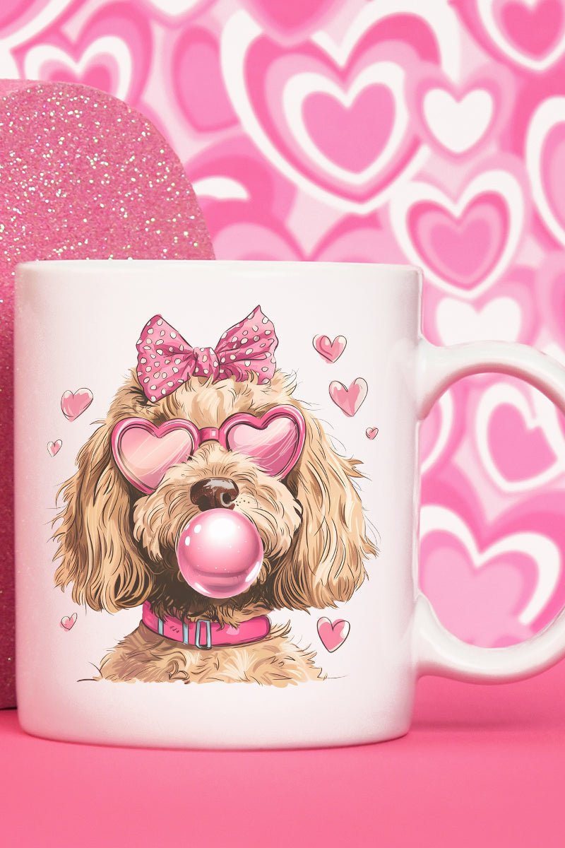 Adorable Doodle Dog Hearts Decorative Ceramic Mug for Beverages