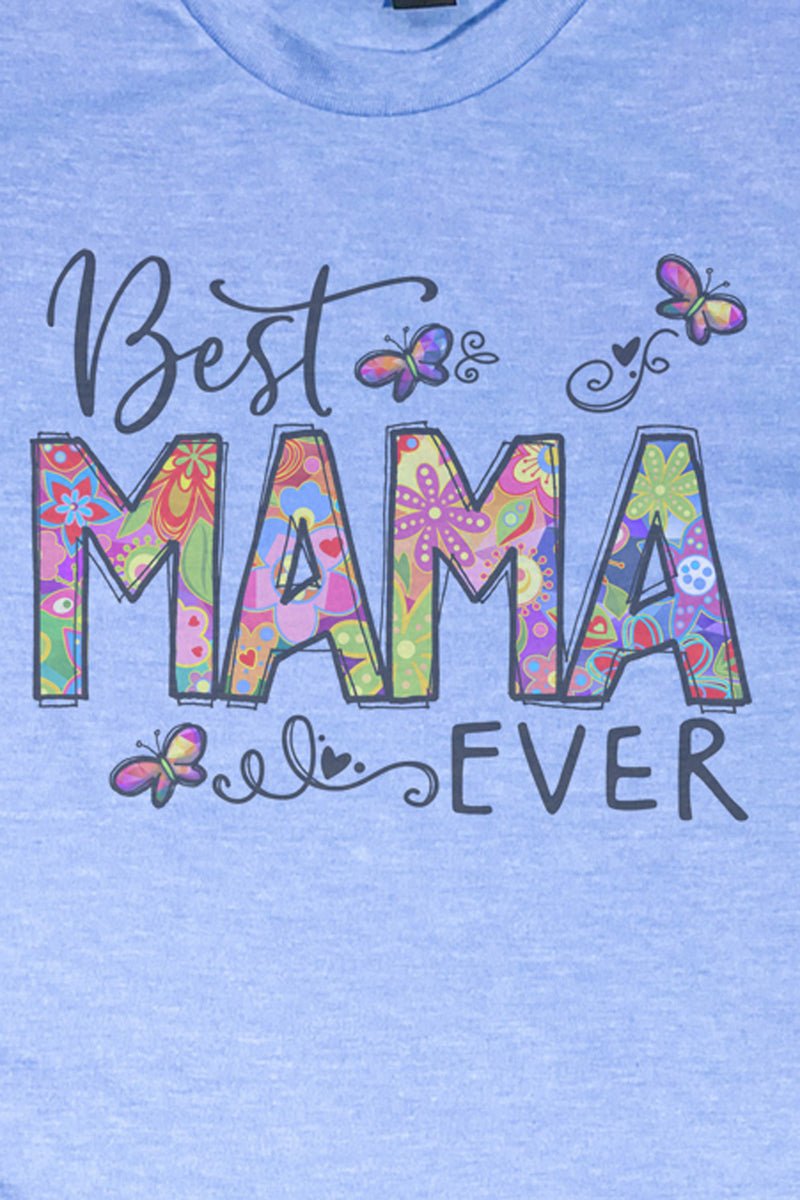 Unisex Polyester - Rich Blend Graphic Tee with Floral Design Saying 'Best Mama Ever' and Vintage Look