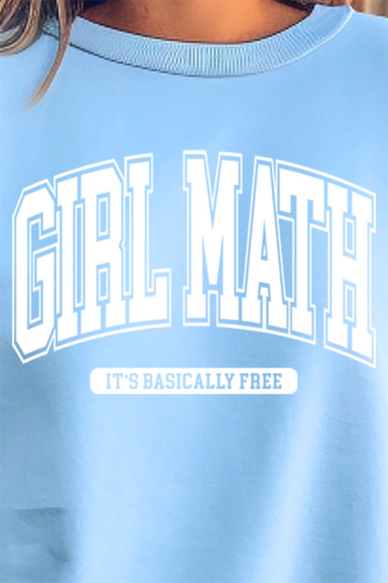 Stylish Heavy - weight Unisex Girl Math Crew Sweatshirt for Everyday Wear