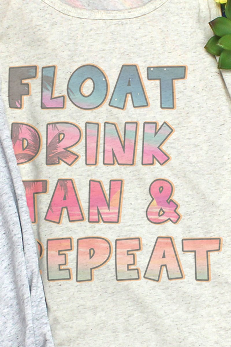Unisex Vintage Graphic Float Drink Tan Repeat Jersey Tank Top