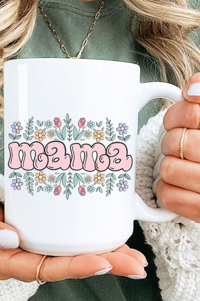 Decorative Floral Bubble Mama Style Ceramic Drinking Mug