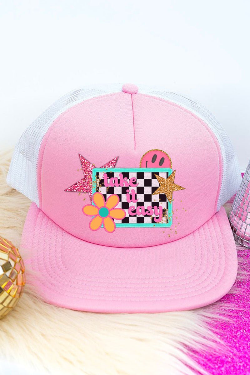 Retro Faux Patch Transfer Foam Front Mesh Adjustable Trucker Cap