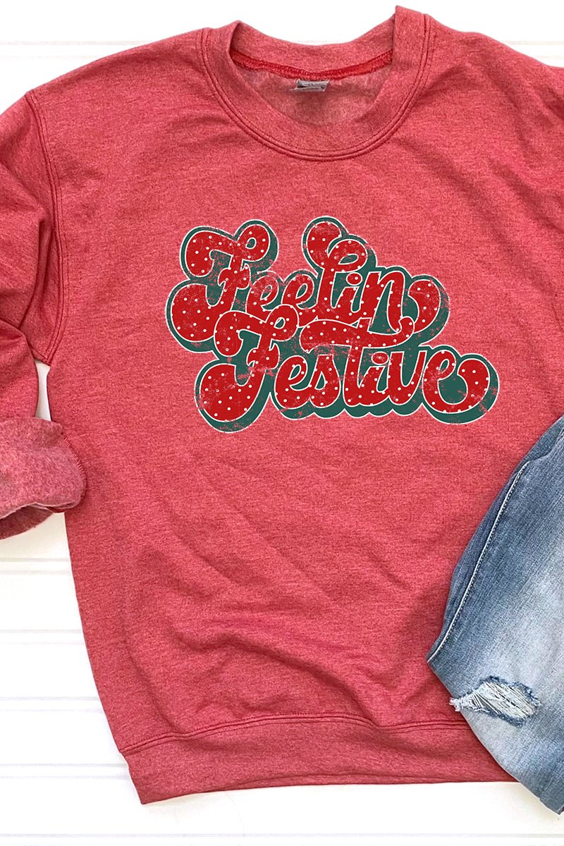 Feelin' Festive and Groovy Distressed Style Unisex NuBlend Crew Neck Sweatshirt for All Seasons