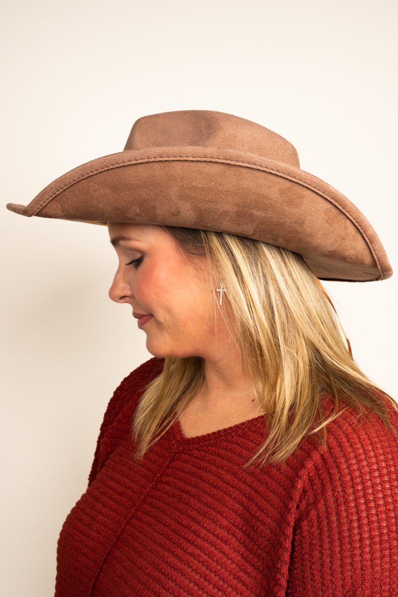Stylish Colorado City Camel Faux Suede Winter Fedora Hat for Keeping Warm