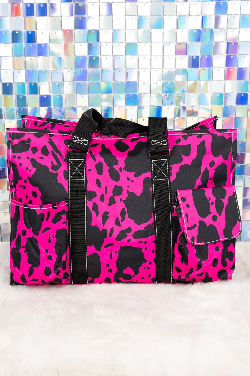 Large NGIL Organizer Tote in Hot Pink with Black Trim for Milking It