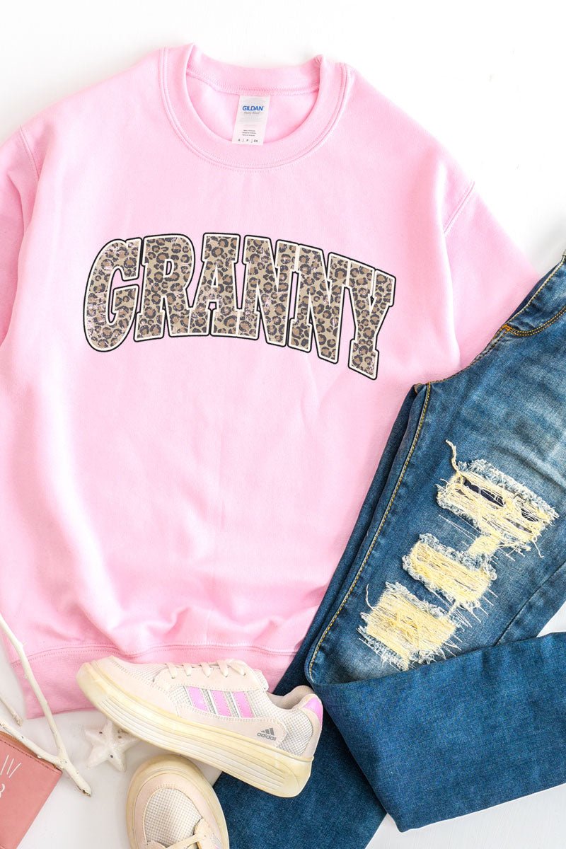 Unisex Arched Granny Leopard Print NuBlend Crew Neck Sweatshirt for All Ages