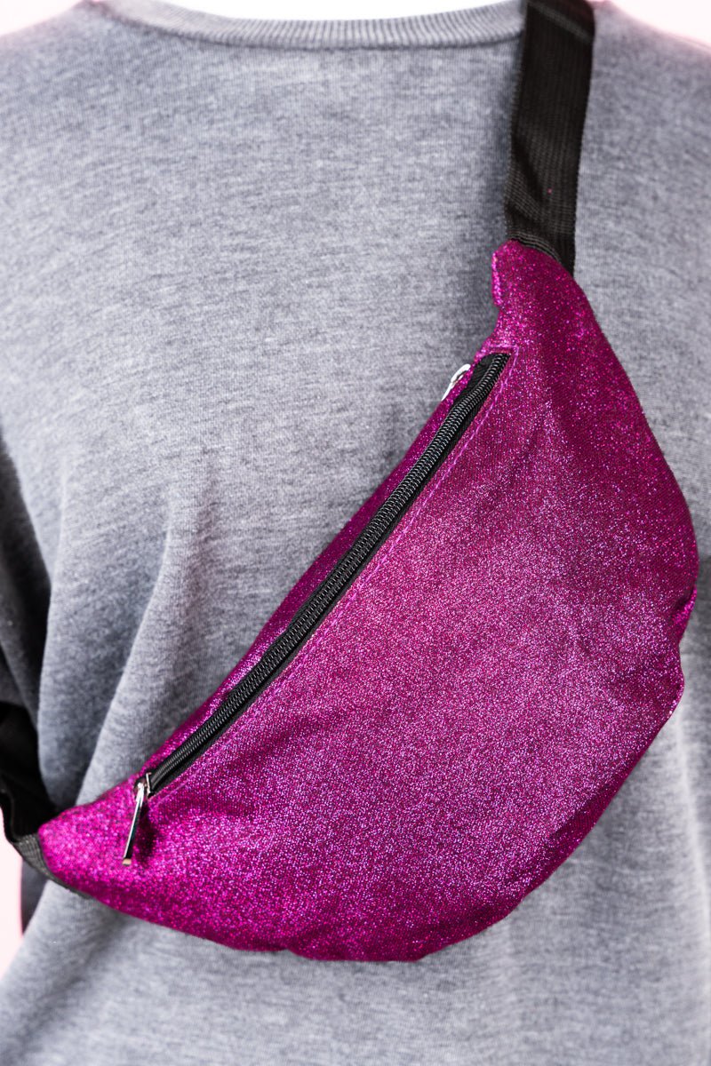Stylish NGIL Hot Pink Glittery Fanny Pack for Fashionable Outings
