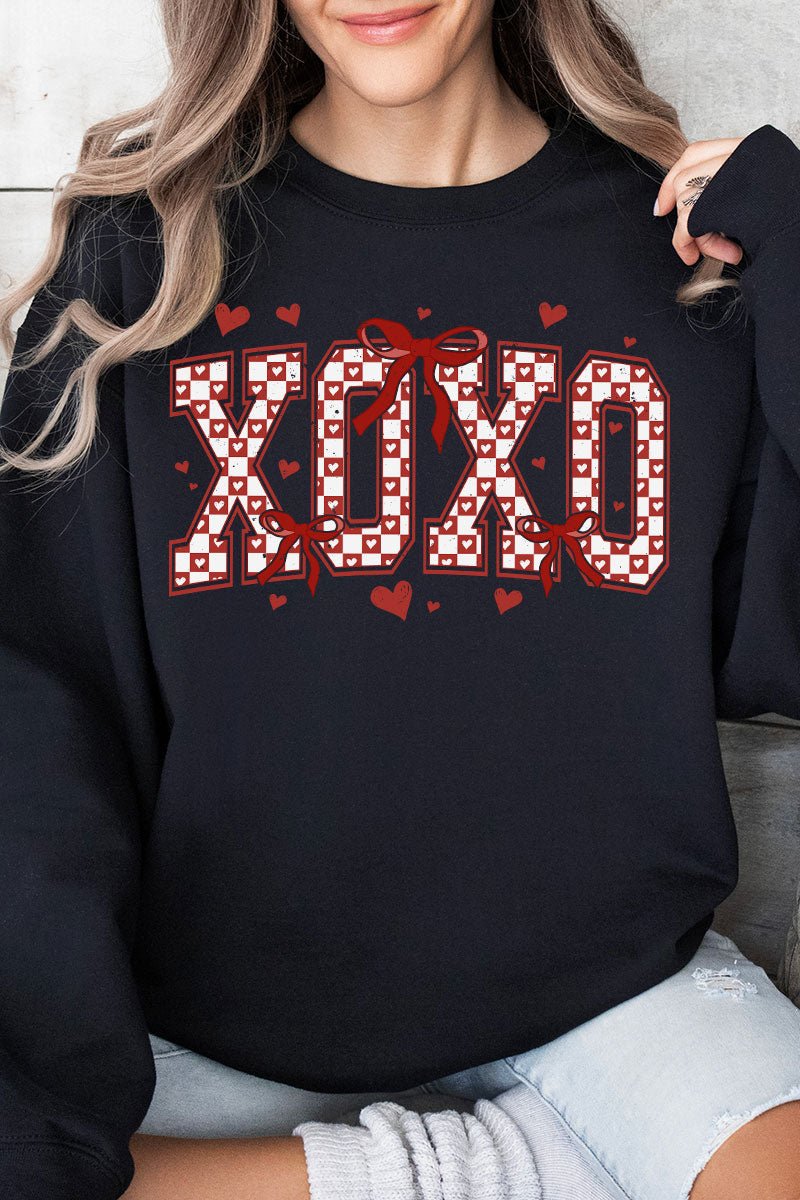 Stylish Unisex Girlie Red XOXO NuBlend Crew Neck Sweatshirt for All Seasons