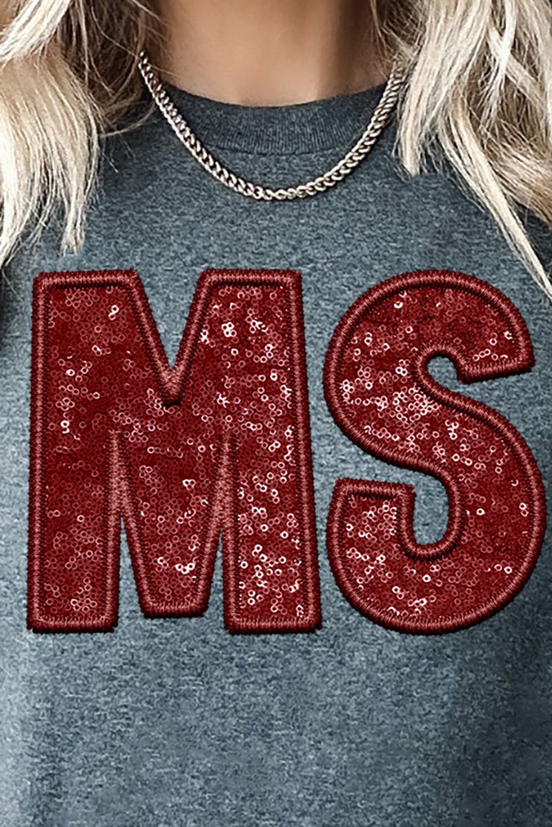 Maroon Faux Sequin Heat-Transfer Short Sleeve Relaxed-Fit Unisex T-Shirt