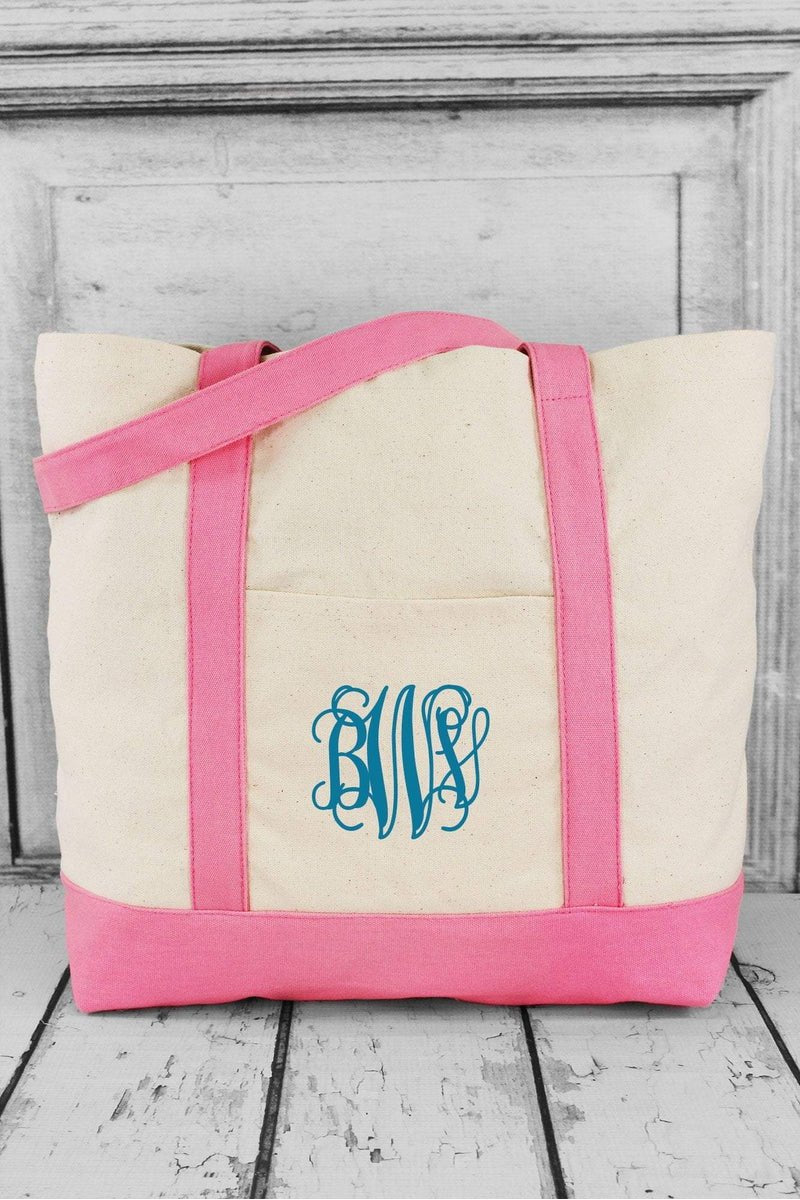 BAGedge Natural and Pink Canvas Boat Style Tote Bag for Everyday Use