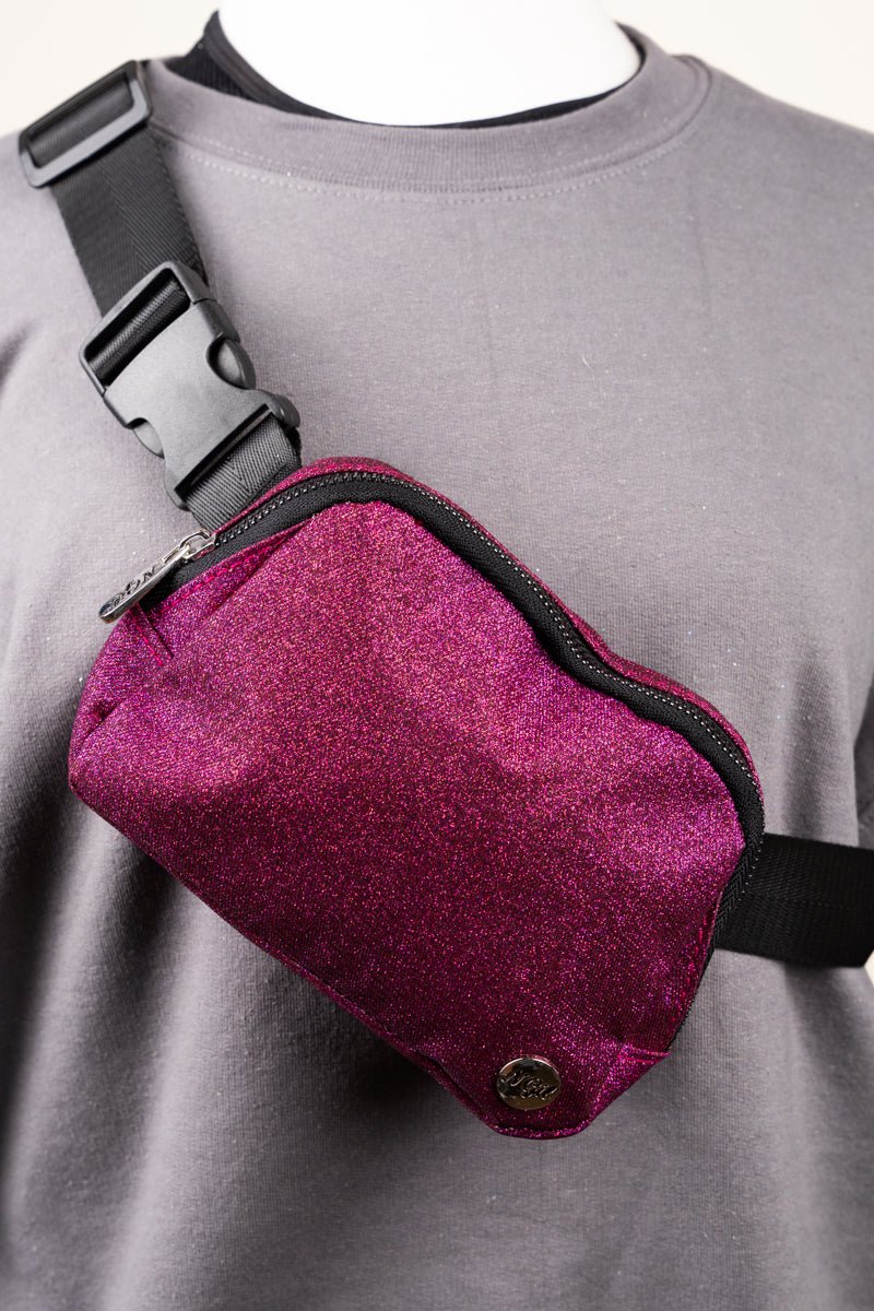 NGIL Fashionable Hot Pink Glitz and Glamour Brooklyn Style Belt Waist Bag for Hands - Free Carry