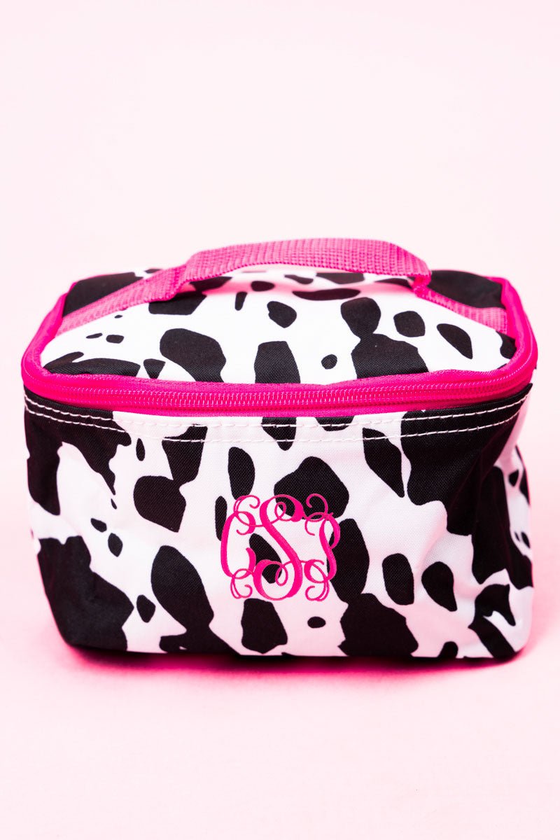 NGIL Deja Moo Stylish Makeup and Essentials Case with Vibrant Hot Pink Trim