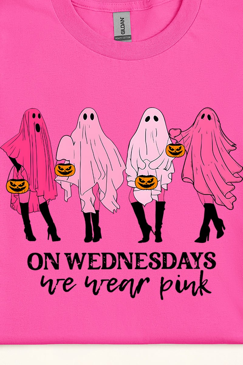 Ghouls Wednesday Pink - Colored Short - Sleeve Relaxed - Fit Graphic T - Shirt for All Genders