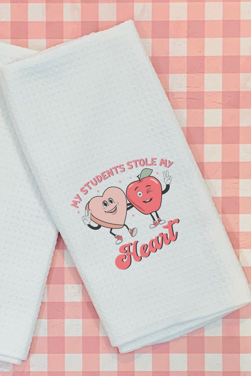 My Students Stole My Heart Charming Waffle Pattern Kitchen and Bathroom Tea Towel