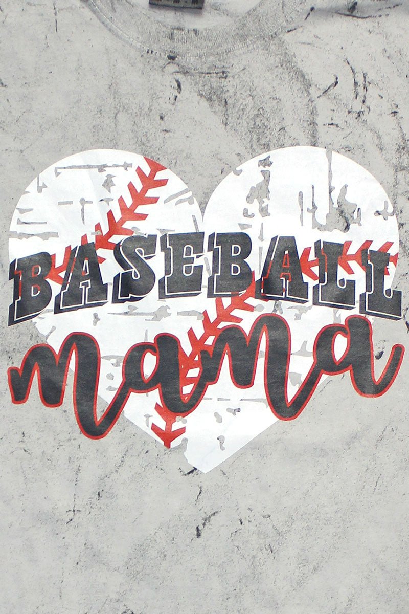 Adult Heavyweight Distressed Heart Graphic Color Blast Comfort Colors Baseball Mama T-Shirt