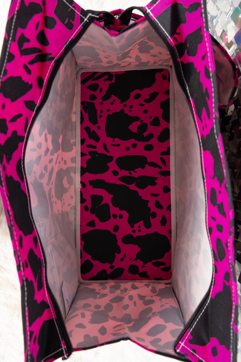 Large NGIL Organizer Tote in Hot Pink with Black Trim for Milking It