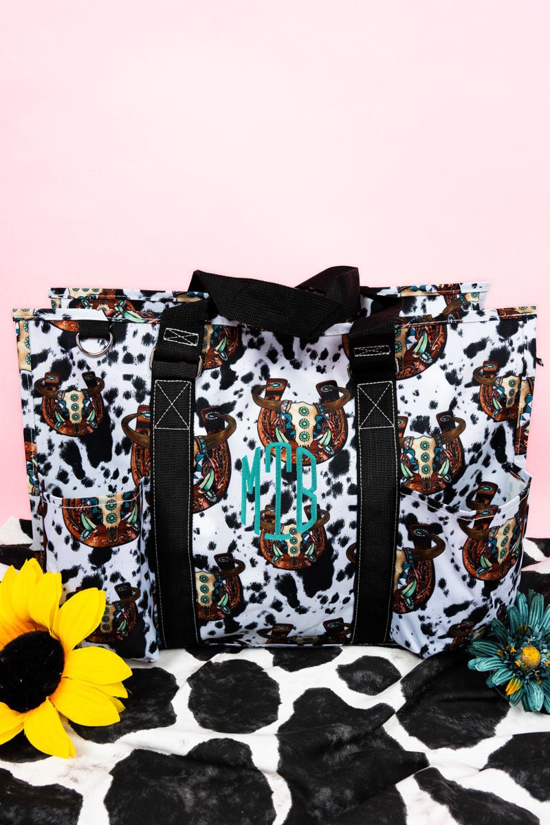 Large NGIL Corpus Christi Cow Tote Organizer with Black Trim