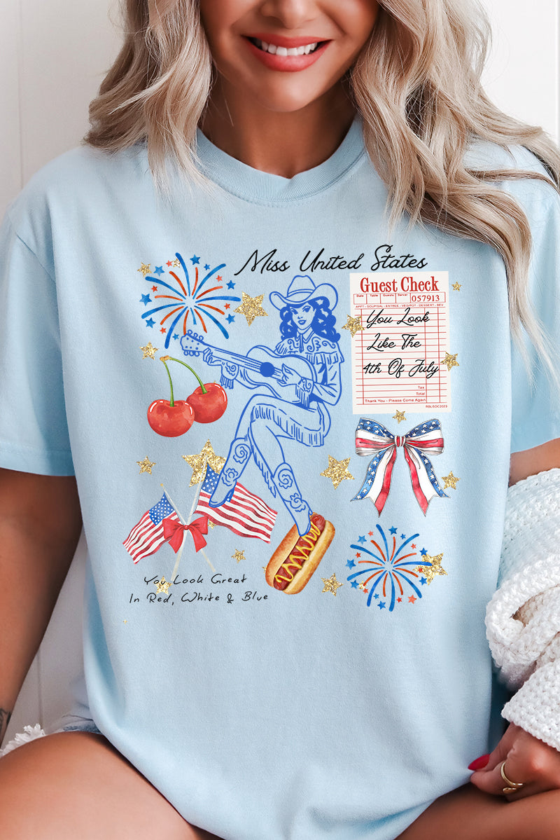 Adult Miss United States Comfort Colors Ring-Spun Cotton Stylish Tee