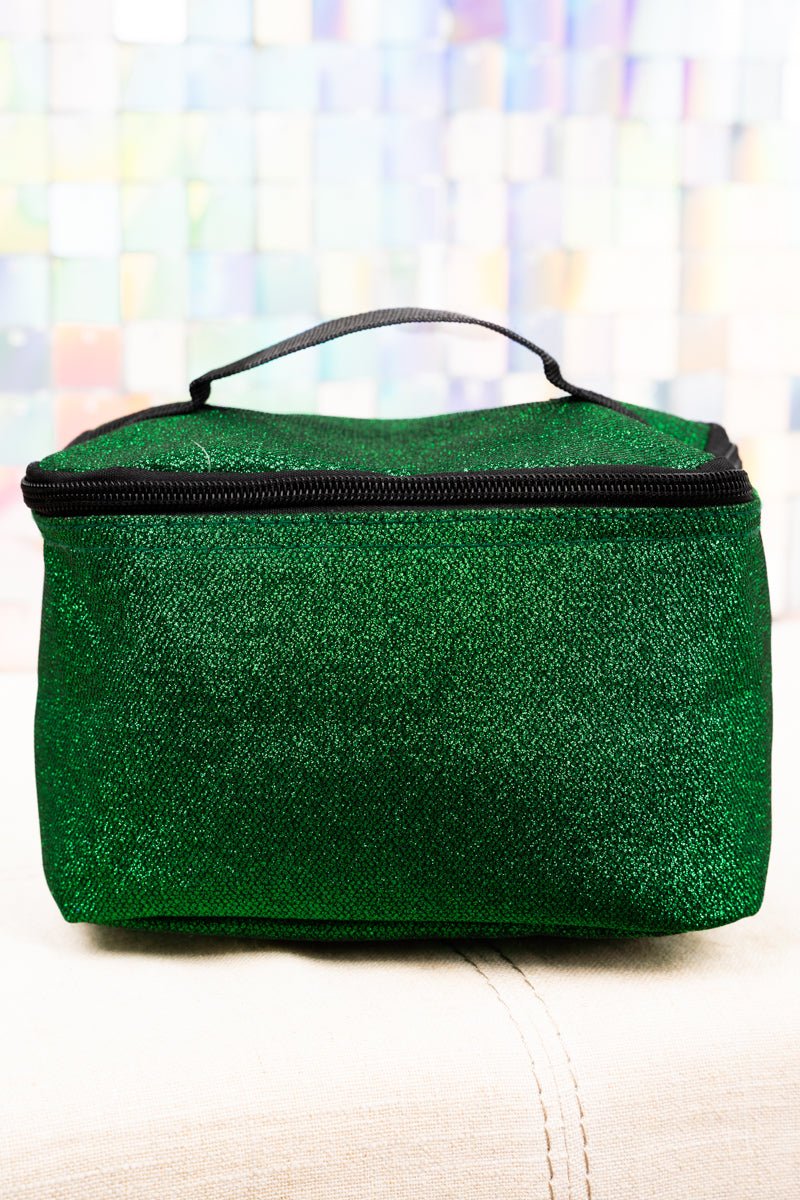 NGIL Stylish Green Glittery Glitz & Glam Makeup and Essentials Case