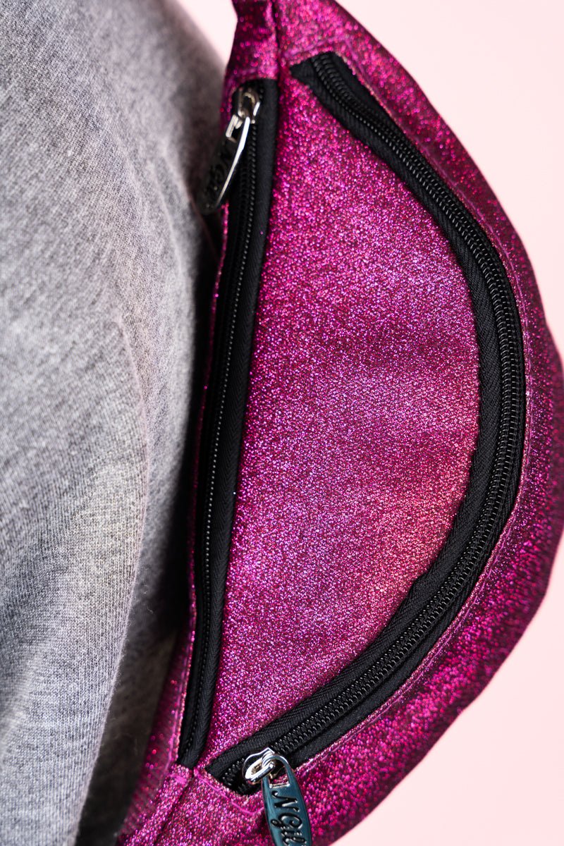 Stylish NGIL Hot Pink Glittery Fanny Pack for Fashionable Outings