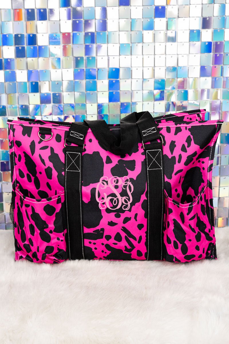 Large NGIL Organizer Tote in Hot Pink with Black Trim for Milking It