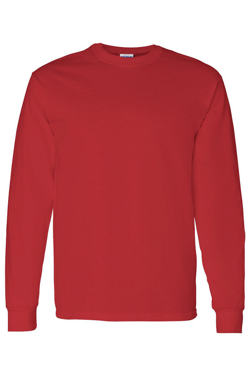 Adult Heavy Cotton Long Sleeve T-Shirt with Faux Tinsel Merry Christmas Heat Transfer