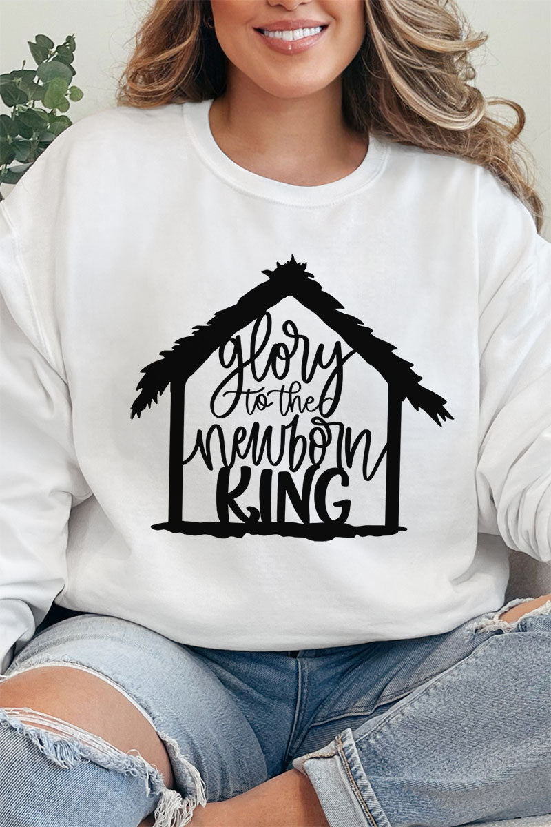 Unisex NuBlend Crew Sweatshirt Featuring Nativity Glory To The Newborn King Design