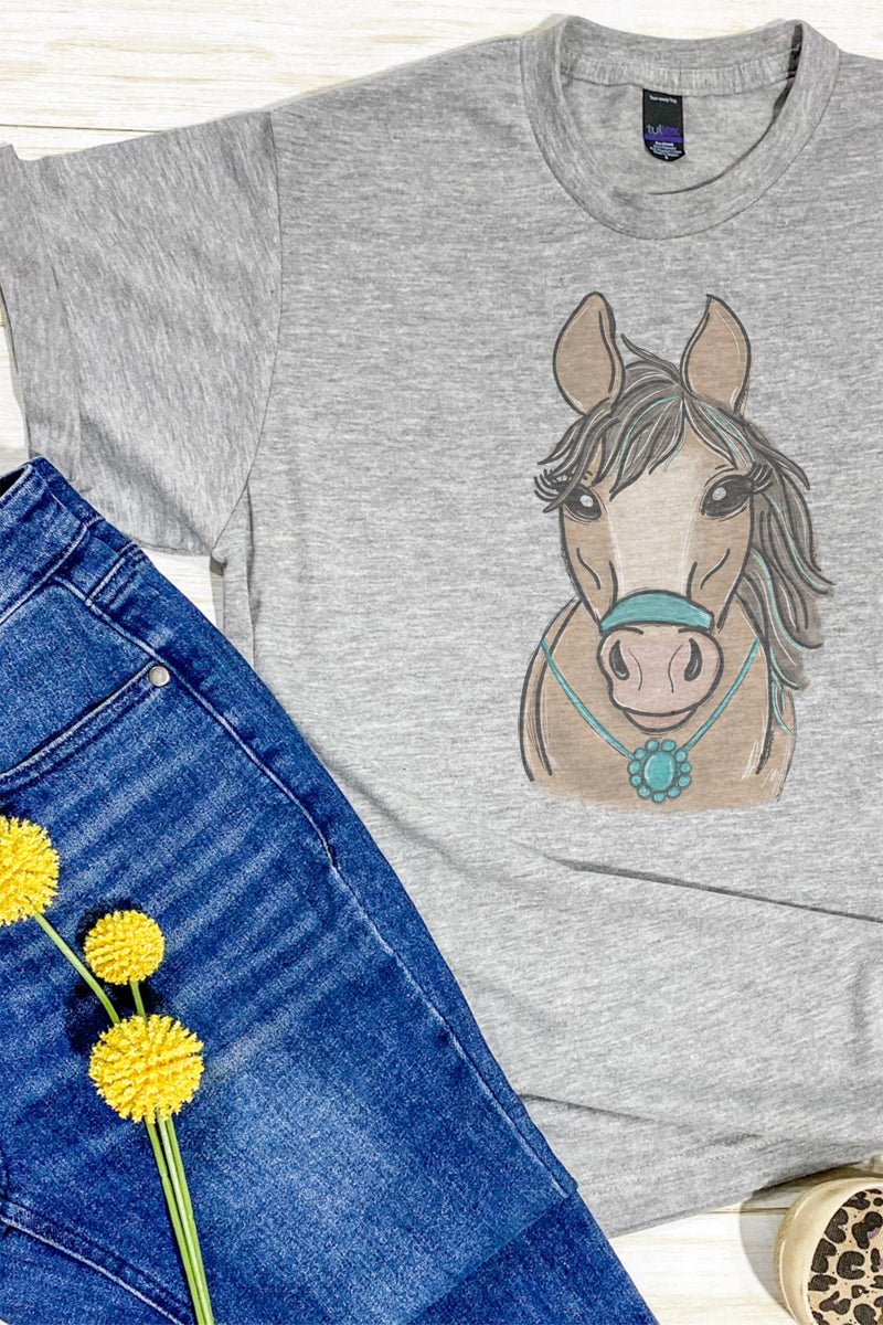 Stylish Unisex Polyester - Rich Blend Graphic T - Shirt with Fancy Turquoise Horse Design