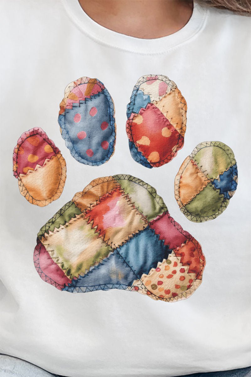 Unisex NuBlend Crew Sweatshirt with Faux Patchwork Paw Design