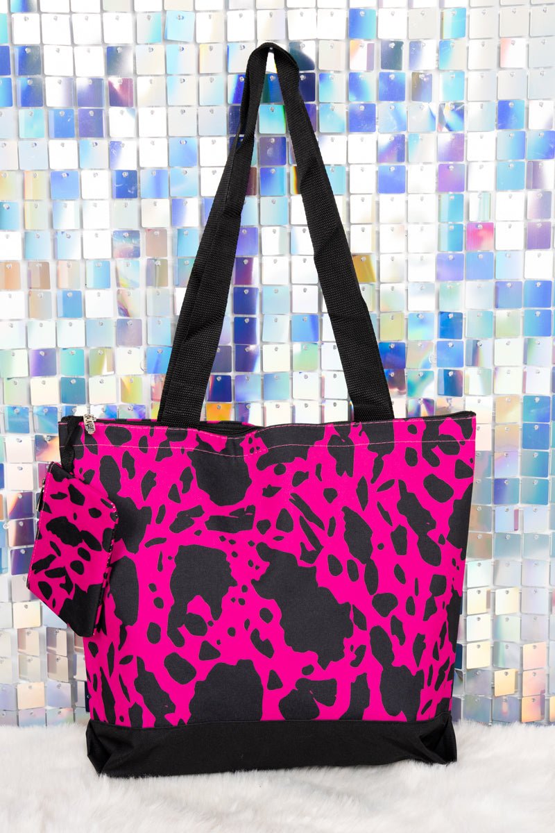 NGIL Hot Pink Tote Bag with Black Trim for Various Occasions