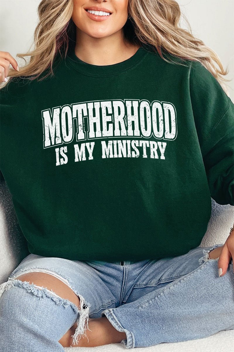 Unisex Motherhood Is My Ministry NuBlend Crew Neck Sweatshirt for All-Day Comfort