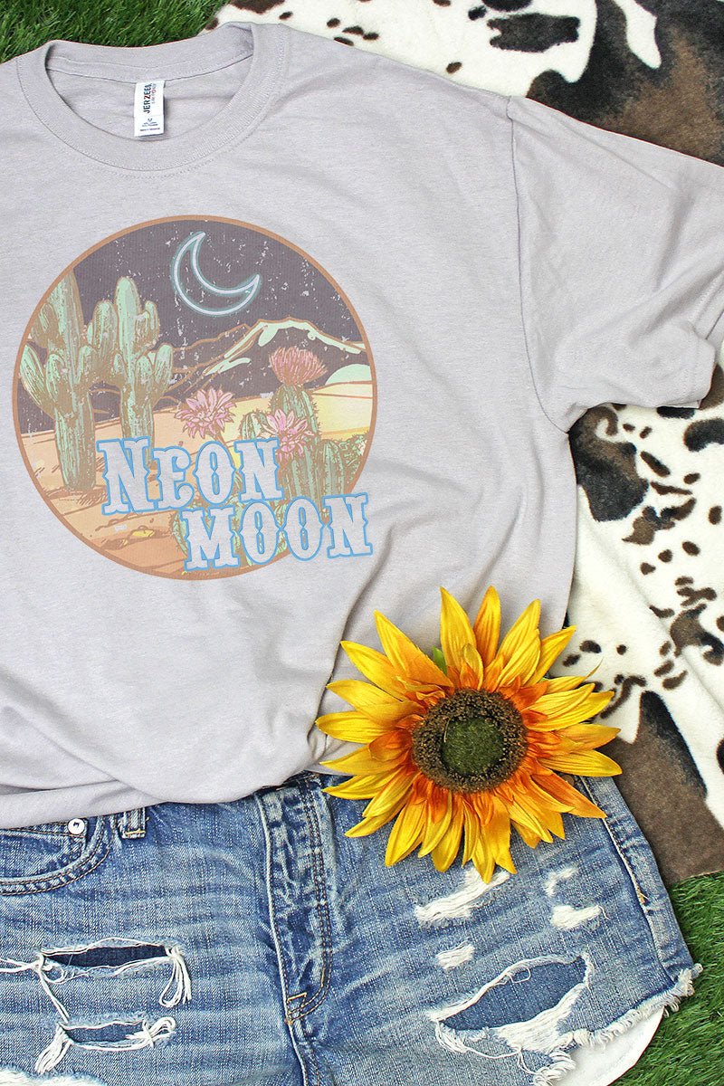 Comfortable Moisture-Wicking Neon Moon 50/50 Short Sleeve Tee with Vintage Print