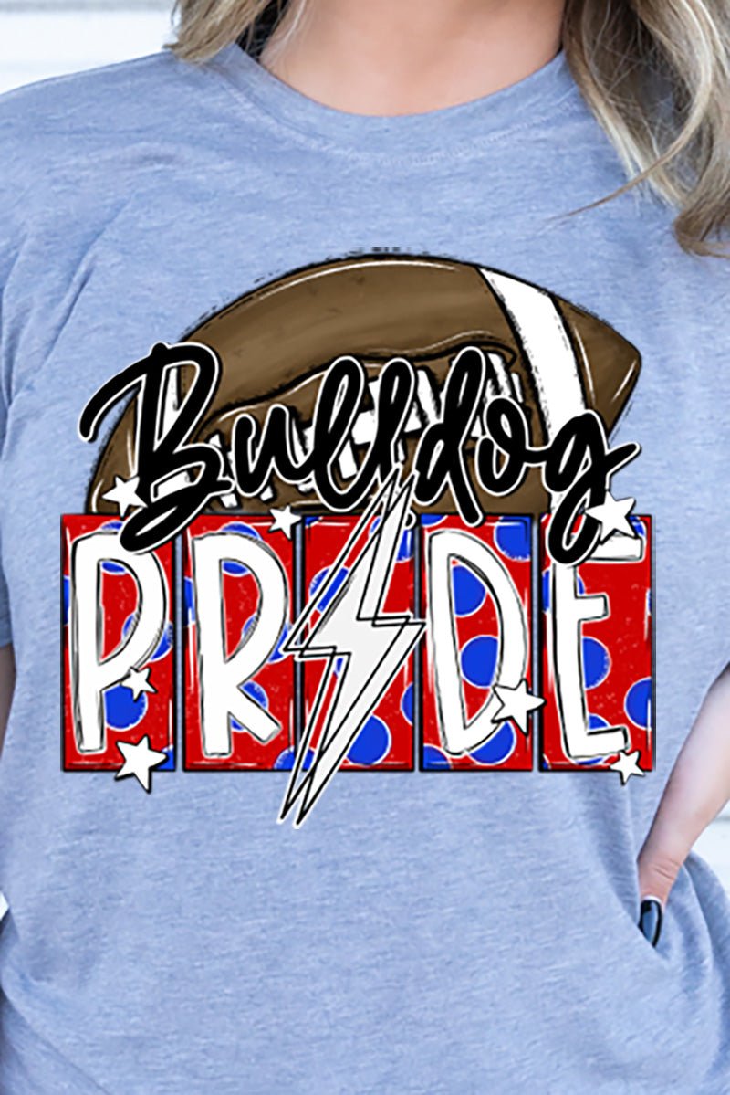 Adult Soft-Tek Blend Football Pride Bulldog Red & Navy T-Shirt