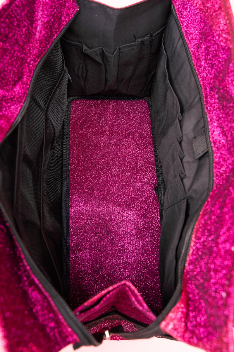NGIL Fashionable Hot Pink Glittery Tote Bag for Organizing Your Essentials