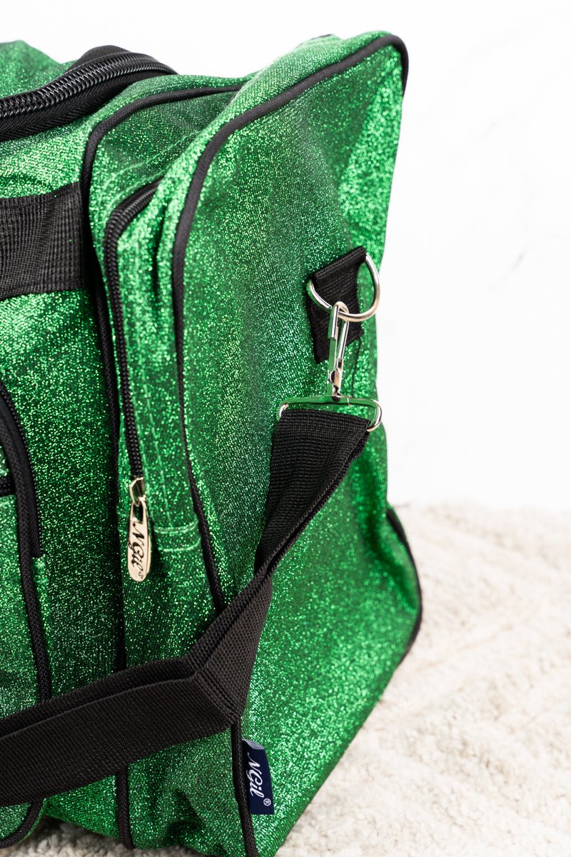 Stylish NGIL Green Glittery Duffle Bag for Short Trips, 23-Inch