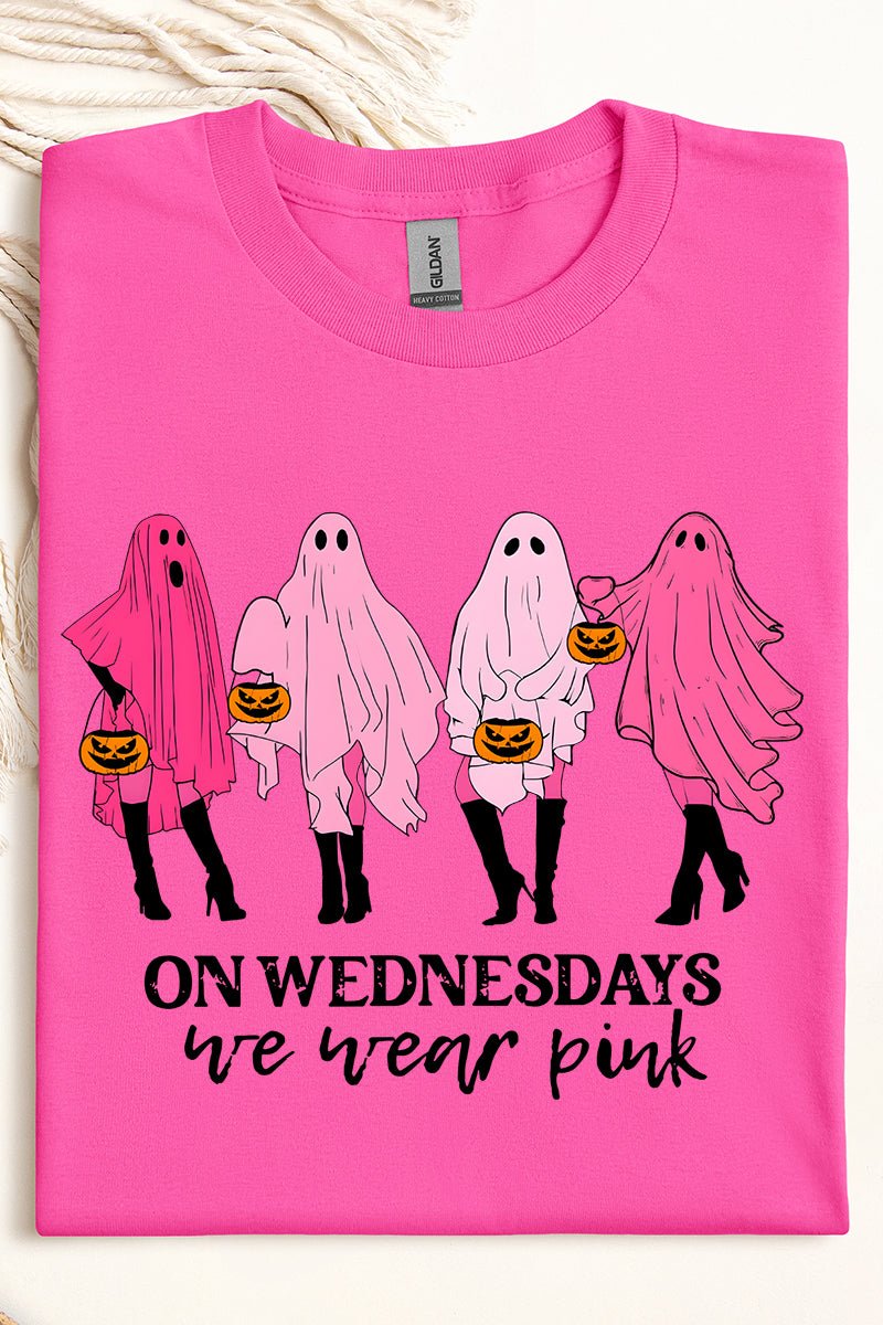 Ghouls Wednesday Pink - Colored Short - Sleeve Relaxed - Fit Graphic T - Shirt for All Genders