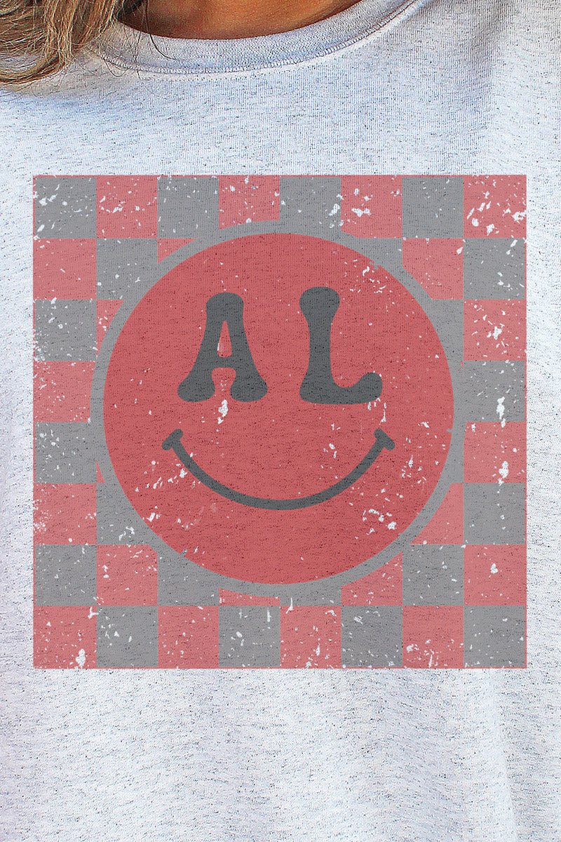 Unisex Checkerboard Design Happy NuBlend Crew Neck Sweatshirt for All Ages