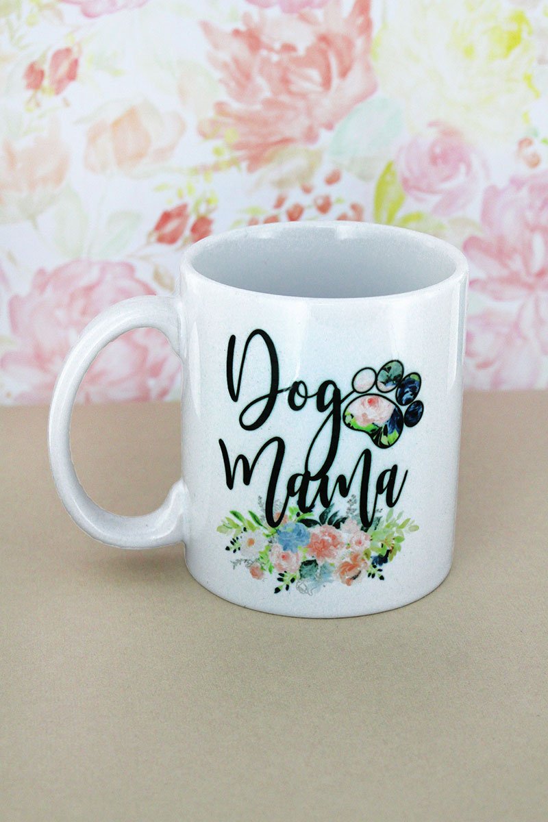 Exquisite Floral Design White Ceramic Mug for Dog Moms